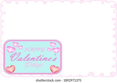 Happy Valentine's Day greeting card design with frame and copy space.