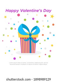 Happy Valentine's Day. Greeting card with colorful presents  for holidays flyers, greetings and invitations cards and birthday themed congratulations and banners. Vector illustration