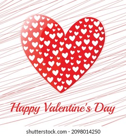 Happy Valentine's Day greeting card with a heart on a light background. vector illustration