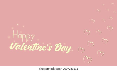 Happy Valentine's day greeting card. White hearts on pink background with text. Pink holiday poster. Concept for Valentine's banner, flyer, sale, party invitation. Vector illustration. Copy space.