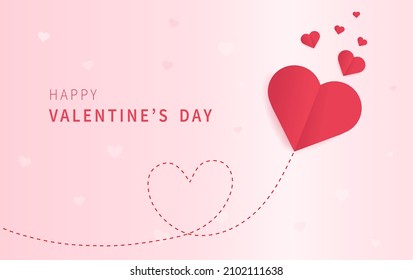 Happy Valentine's Day greeting card with paper cut of hearts. Design for banners, flyers, postcards. Vector illustration