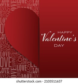 Happy Valentine's day greeting card cover template. Heart frame with the label. Holiday decoration element. The heart consists of a multitude of hearts with space for text. Vector illustration