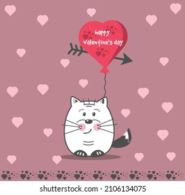 happy valentine's day greeting card flyer cat