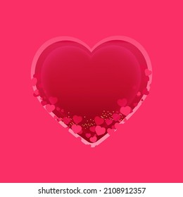 Happy Valentine's Day Greeting Card Decorated With Tiny Hearts On Pink Background.