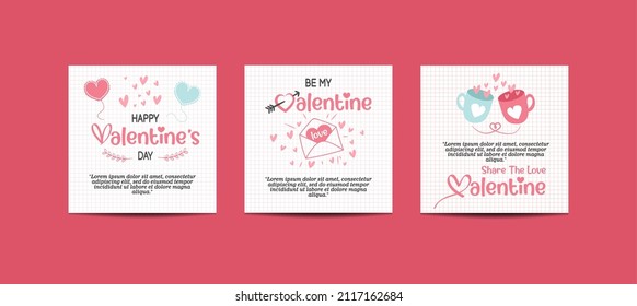 Happy Valentine's Day greeting card. Perfect for social media posts, mobile apps, banner designs and webinternet ads. Vector fashion background.