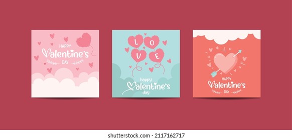 Happy Valentine's Day greeting card. Perfect for social media posts, mobile apps, banner designs and webinternet ads. Vector fashion background.