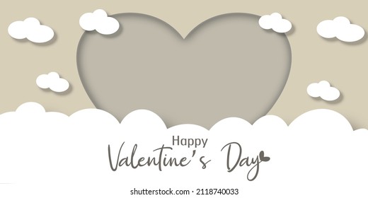 Happy Valentine`s Day greeting card with big heart in the middle. Romantic Gift background. Vector Illustration.