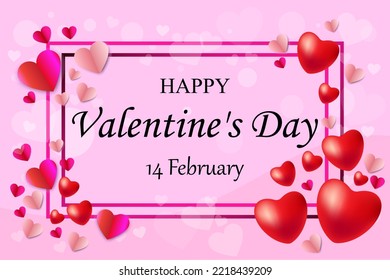 Happy Valentine's Day greeting card design background with hearts.