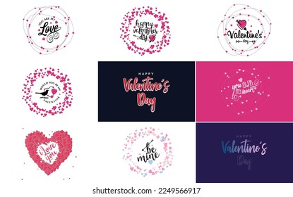 Happy Valentine's Day greeting card template with a floral theme and a pink color scheme