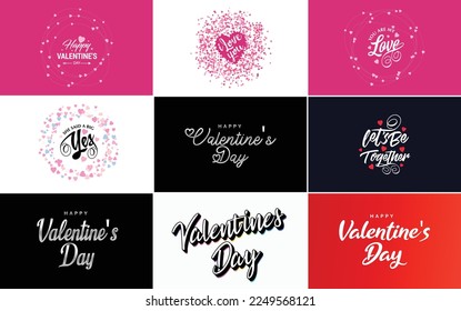 Happy Valentine's Day greeting card template with a romantic theme and a red color scheme