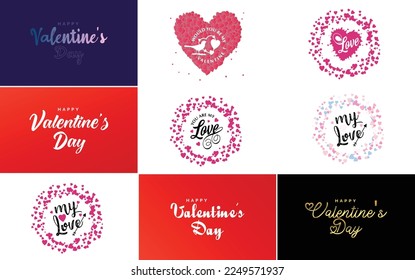 Happy Valentine's Day greeting card template with a romantic theme and a red color scheme