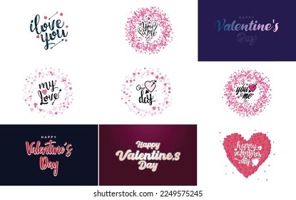 Happy Valentine's Day greeting card template with a romantic theme and a red color scheme