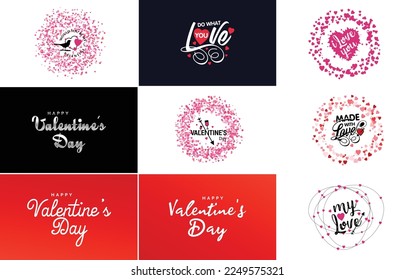 Happy Valentine's Day greeting card template with a romantic theme and a red color scheme
