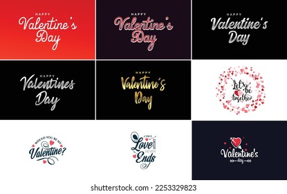 Happy Valentine's Day greeting card template with a romantic theme and a red color scheme