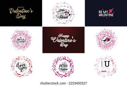 Happy Valentine's Day greeting card template with a romantic theme and a red color scheme
