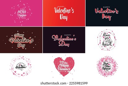 Happy Valentine's Day greeting card template with a romantic theme and a red color scheme