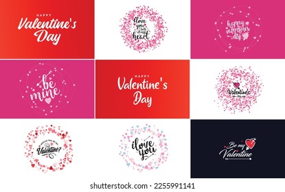 Happy Valentine's Day greeting card template with a romantic theme and a red color scheme