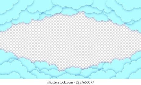 Happy Valentine's Day greeting card. Blue clouds or nubes on a transparent background. Vector illustration.