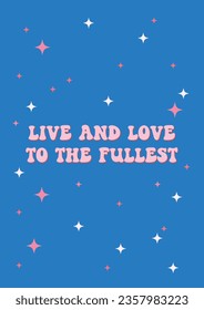 Happy Valentine's day greeting card, cute retro love print, 60s, 70s style vector illustration poster