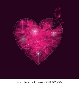 Happy Valentines Day Greeting Card with place for text .  Vector Illustration