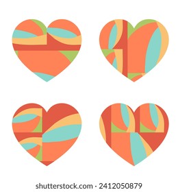 Happy Valentine's day. Greeting card with hearts. Heart made of abstract geometric pattern