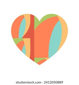 Happy Valentine's day. Greeting card with hearts. Heart made of abstract geometric pattern