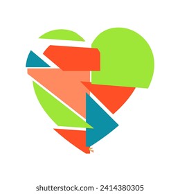 Happy Valentine's day. Greeting card with hearts. Heart made of abstract geometric pattern