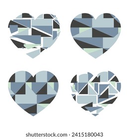 Happy Valentine's day. Greeting card with hearts. Heart made of abstract geometric pattern