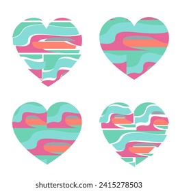 Happy Valentine's day. Greeting card with hearts. Heart made of abstract geometric pattern