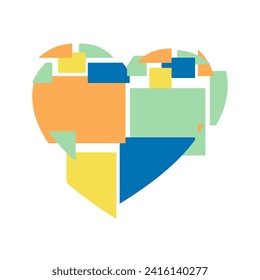 Happy Valentine's day. Greeting card with hearts. Heart made of abstract geometric pattern