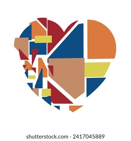Happy Valentine's day. Greeting card with hearts. Heart made of abstract geometric pattern