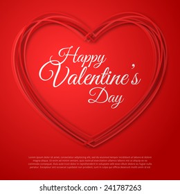 Happy Valentines Day Greeting Card. Vector illustration. Heart Shape Frame. 