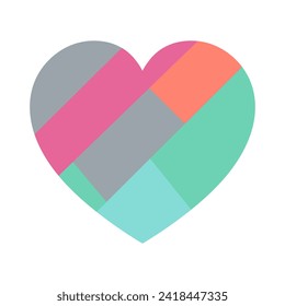 Happy Valentine's day. Greeting card with hearts. Heart made of abstract geometric pattern