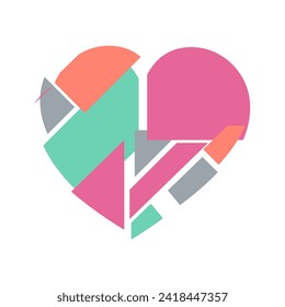 Happy Valentine's day. Greeting card with hearts. Heart made of abstract geometric pattern