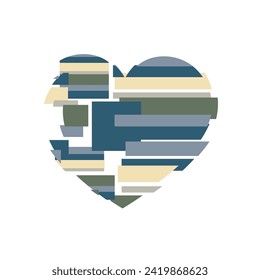 Happy Valentine's day. Greeting card with hearts. Heart made of abstract geometric pattern. Heart made of pieces that make up a whole