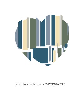 Happy Valentine's day. Greeting card with hearts. Heart made of abstract geometric pattern. Heart made of pieces that make up a whole