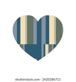 Happy Valentine's day. Greeting card with hearts. Heart made of abstract geometric pattern. Heart made of pieces that make up a whole