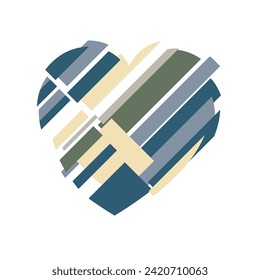 Happy Valentine's day. Greeting card with hearts. Heart made of abstract geometric pattern. Heart made of pieces that make up a whole