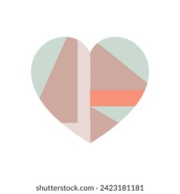 Happy Valentine's day. Greeting card with hearts. Heart made of abstract geometric pattern. Heart made of pieces that make up a whole