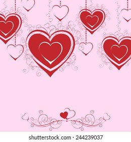  Happy Valentines Day Greeting Card with place for text .  Vector Illustration