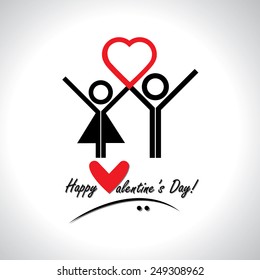 happy valentine's day greeting card vector  concept. this also represents two people in love, expressing love from heart, excited lovers, romantic partners, passion