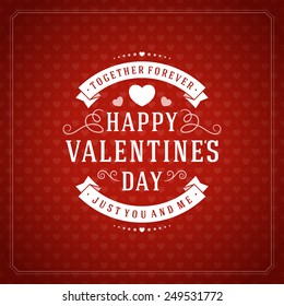 Happy Valentine's day Greeting Card or Invitation with Wishes, Vintage Vector Background