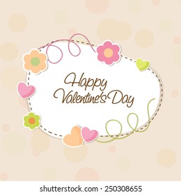  Happy Valentines Day greeting card decorated with colorful flowers and hearts.