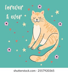 Happy Valentine's day greeting card. Handdrawn illustration.
