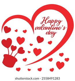 Happy Valentines Day greeting card. Calligraphic design for print cards, banner, poster Hand drawn text lettering for Valentines Day with hearts shape Vector illustration isolated on white background