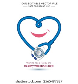 Happy Valentine's Day Greeting card. Health care and well-being wishes creative concept.