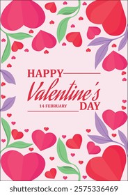Happy Valentine's Day Greeting Card Template Background Vector