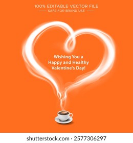 Happy Valentines Day greeting card. Invitation for coffee.