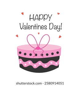 Happy Valentines day greeting card with pink gift box and hearts vector