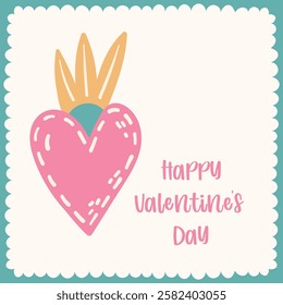 Happy Valentine's day greeting card. Handdrawn illustration.